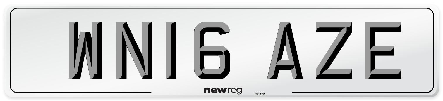 WN16 AZE Number Plate from New Reg